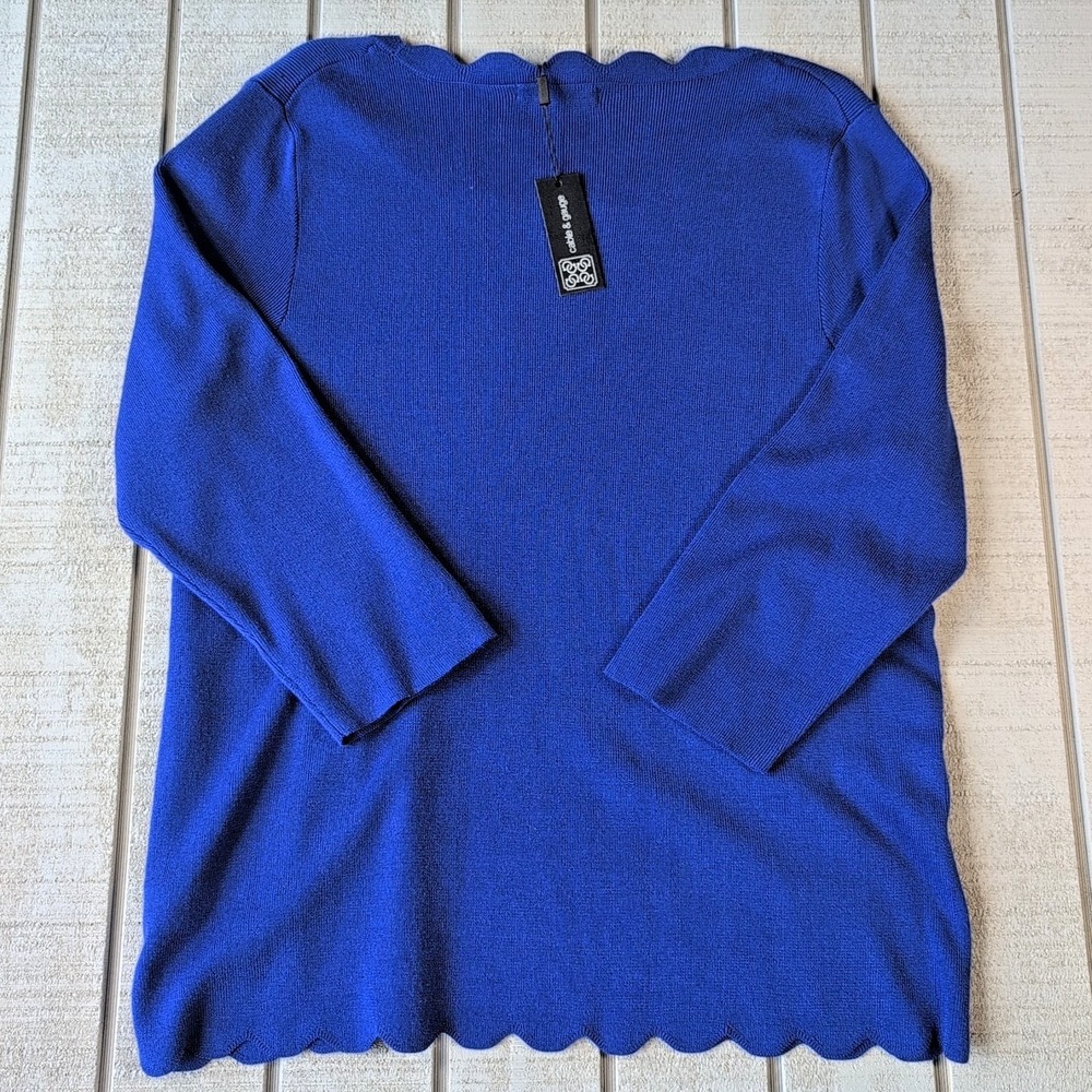 Cable & Gauge Womens XL 1X Blue Knit Sweater Top Blouse Long Sleeve Sleeve - New - Picture 6 of 6